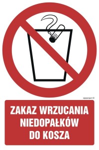 GC032 Zakaz wrzucania niedopałków do kosza