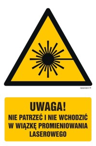 GF014 Uwaga - nie patrzeć i nie wchodzić w wiązkę promieniowania laserowe