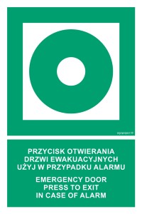AC083 Przycisk otwierania drzwi ewakuacyjnych. Użyj w przypadku alarmu / Emergency door. Press to exit in case of alarm