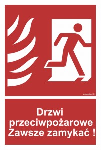 BC054 Drzwi przeciwpożarowe. Zawsze zamykać! prawostronne