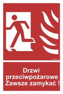 BC055 Drzwi przeciwpożarowe. Zawsze zamykać! lewostronne