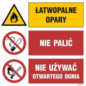 GO003 Łatwopalne opary Nie palić Nie używać otwartego ognia