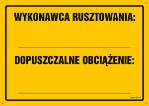 OA129 Wykonawca rusztowania: ... Dopuszczalne obciążenie: ...