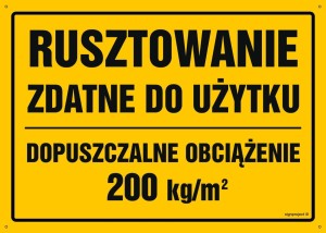 OA145 Rusztowanie zdatne do użytku Dopuszczalne obciążenie 200 kg/m2