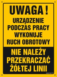 OA169 Uwaga! Ruch obrotowy urządzenia nie przekraczać żółtej linii