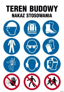 OI010 Teren budowy, Nakaz stosowania - piktogramy