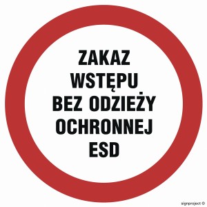 GB041 Zakaz wstępu bez odzieży ochronnej ESD