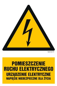 HA028 Pomieszczenie ruchu elektrycznego urządzenie elektryczne napięcie niebezpieczne dla życia