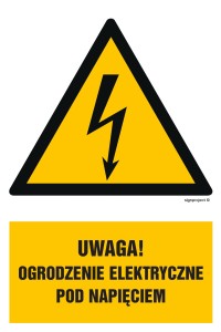 HA020 Uwaga ogrodzenie elektryczne pod napięciem