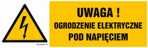 HB019 Uwaga ogrodzenie elektryczne pod napięciem