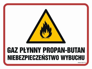 NB025 Gaz płynny propan-butan. Niebezpieczeństwo wybuchu /pożaru/