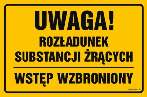 ND036 Uwaga rozładunek substancji żrących wstęp wzbroniony