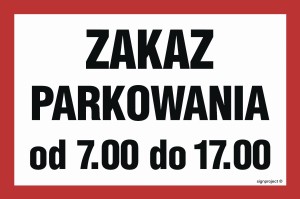 ND051 Zakaz parkowania od 7.00 do 17.00