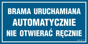 NC044 Brama uruchamiana automatycznie nie otwierać ręcznie