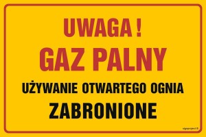 JD045 Uwaga! Gaz palny. Używanie otwartego ognia zabronione