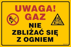 JD050 Uwaga! Gaz. Nie zbliżać się z ogniem