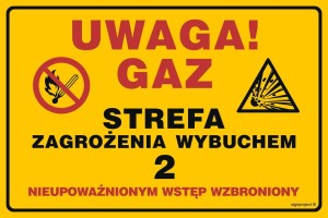 JD051 Uwaga! Gaz. Strefa zagrożenia wybuchem