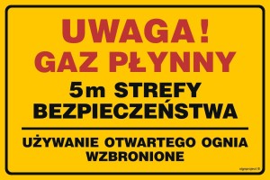 JD052 Uwaga! gaz płynny 5 m strefy bezpieczeństwa