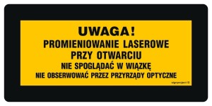 KB006 Uwaga! Promieniowanie laserowe przy otwarciu. Nie spoglądać w wiązkę. Nie obserwować przez przyrządy optyczne