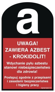 LC001 Uwaga! Zawiera azbest - krokidolit