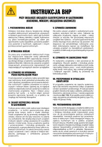 MM019 Instrukcja BHP przy obsłudze urządzeń elektrycznych w gastronomii (kuchenki, miksery, urządzenia grzewcze)