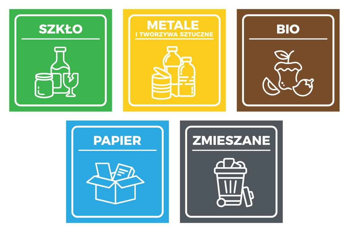 ZE001 Zestaw etykiet do oznaczania pojemników na odpady