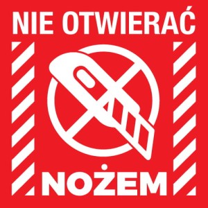 MM034 Etykieta Nie otwierać nożem