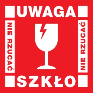 MM035 Etykieta Uwaga Szkło - Nie rzucać