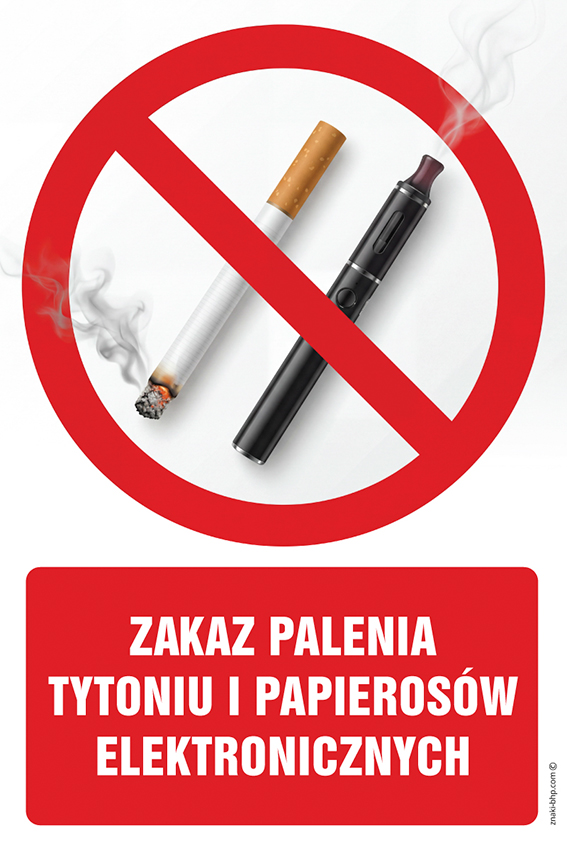 Znak realistyczny ZRZ002 Zakaz palenia tytoniu i papierosów elektronicznych