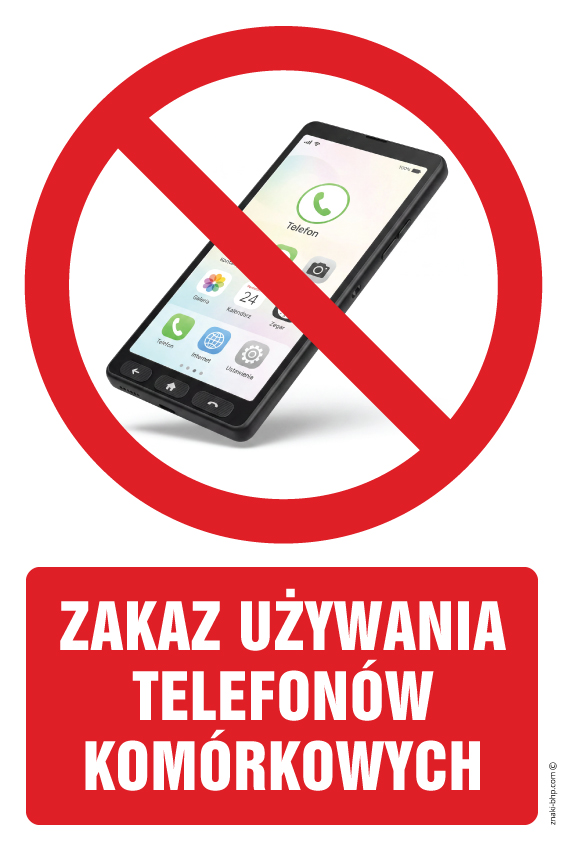 Znak realistyczny ZRZ006 Zakaz używania telefonów komórkowych