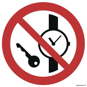 GA008 Zakaz wstępu z przedmiotami metalowymi i zegarkami